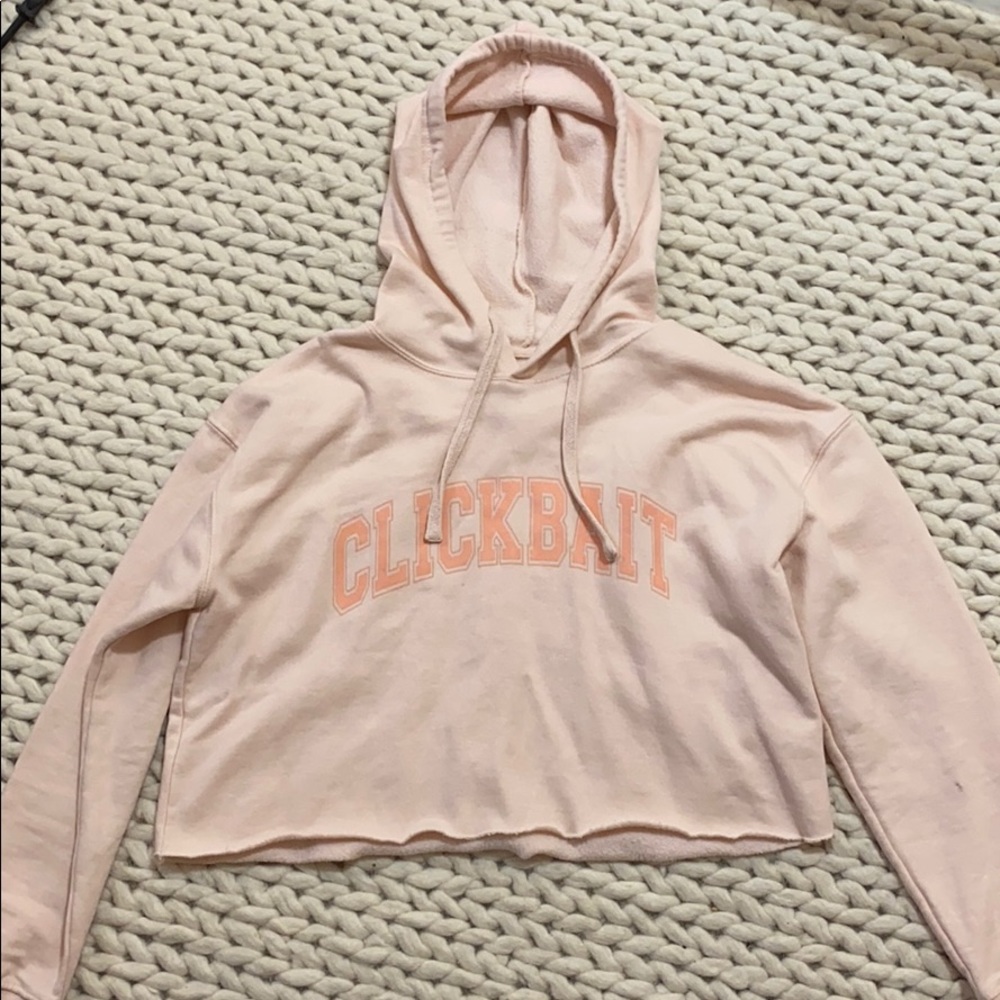 David dobrik pink cropped clickbait hoodie